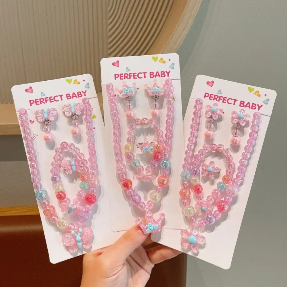 Jewelry Making Kits For Girls - ชุดเครื่องประดับลูกปัดรูปหัวใจสีชมพูระยิบระยับสำหรับเด็กผู้หญิง สร้อยคอเจ้าหญิง ต่างหูแบบหนีบ สร้อยข้อมือ ชุดของขวัญวันเกิดที่เข้าชุดกัน ZX07