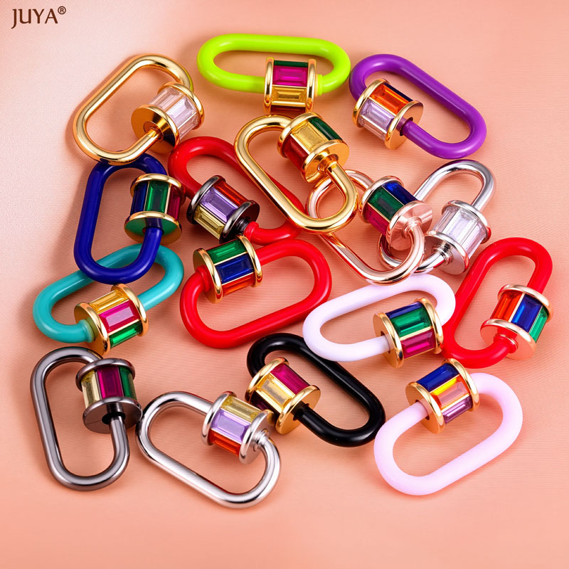 Jewelry Making Class - ตัวล็อคแบบเกลียวเคลือบคริสตัลสีรุ้ง JUYA สำหรับเชื่อมต่อและยึดติด ใช้สำหรับทำสร้อยคอ DIY อุปกรณ์เสริมสำหรับทำเครื่องประดับ