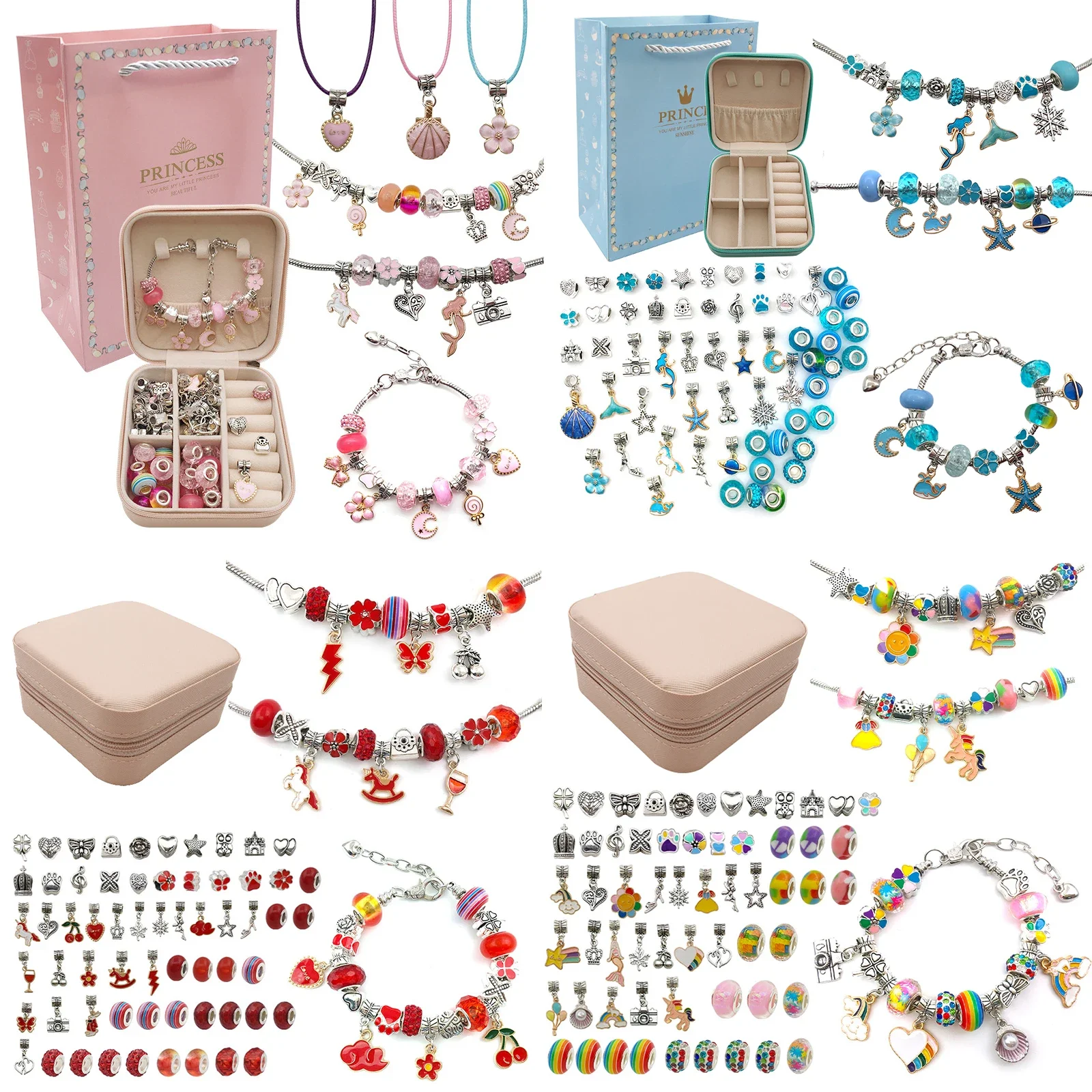Jewelry Making Kits For Girls - ชุดทำสร้อยข้อมือเสน่ห์สำหรับเด็กผู้หญิงกล่องของขวัญ66ชิ้นชุดทำเครื่องประดับสำหรับ6-12ของขวัญวันเกิดวันคริสต์มาส