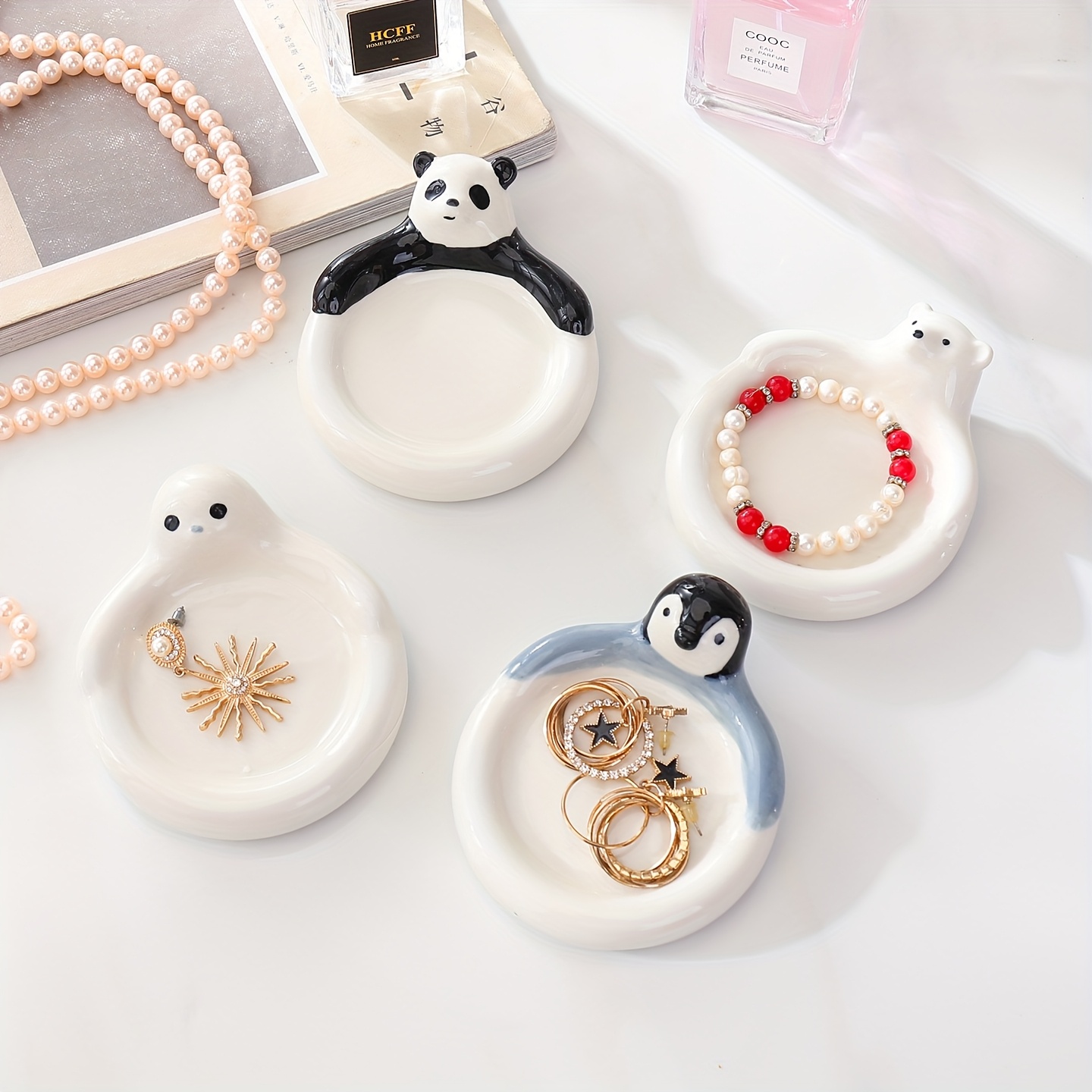 Jewelry Making Desk - จานเซรามิกน่ารัก ถาดใส่เครื่องประดับ จานเล็กสำหรับจัดเก็บแหวน ต่างหู จานใส่ของว่าง เครื่องปรุงรส