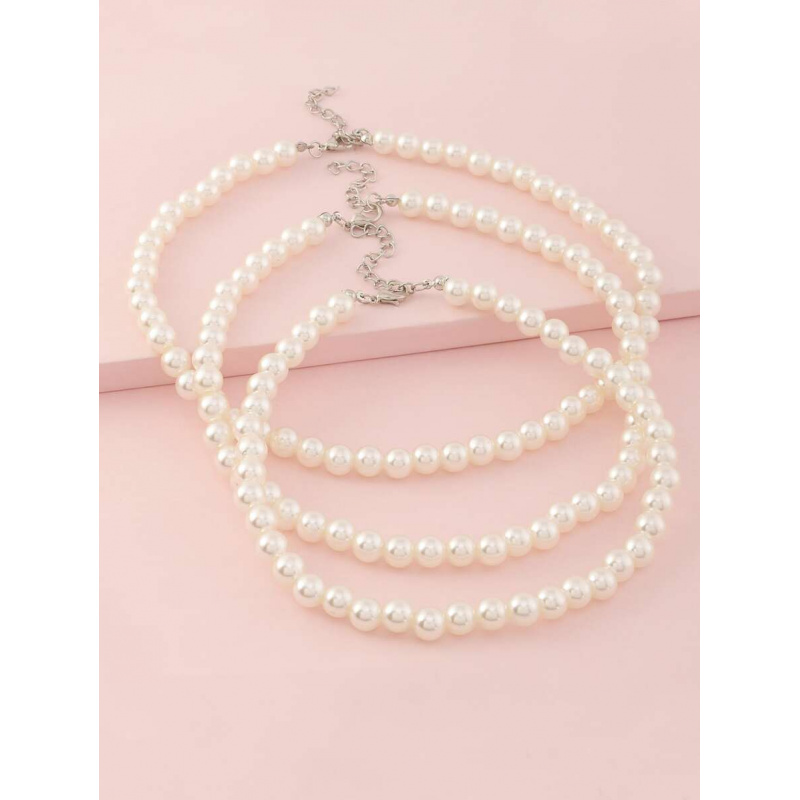Jewelry Making Kits For Girls - 3 ชิ้น/เซ็ต ชุดเครื่องประดับสร้อยคอประดับมุกสีขาวสำหรับเด็กผู้หญิง เหมาะสำหรับการตกแต่งในชีวิตประจำวัน