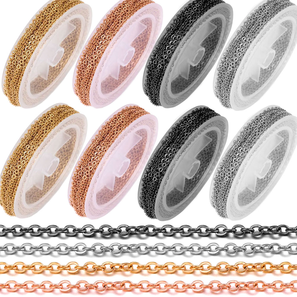 Chain Roll Cable - โซ่สแตนเลสแบบไขว้ 10 เมตร/ม้วน สีเงินและโรสโกลด์ ขนาดความกว้าง 1/1.5/2
