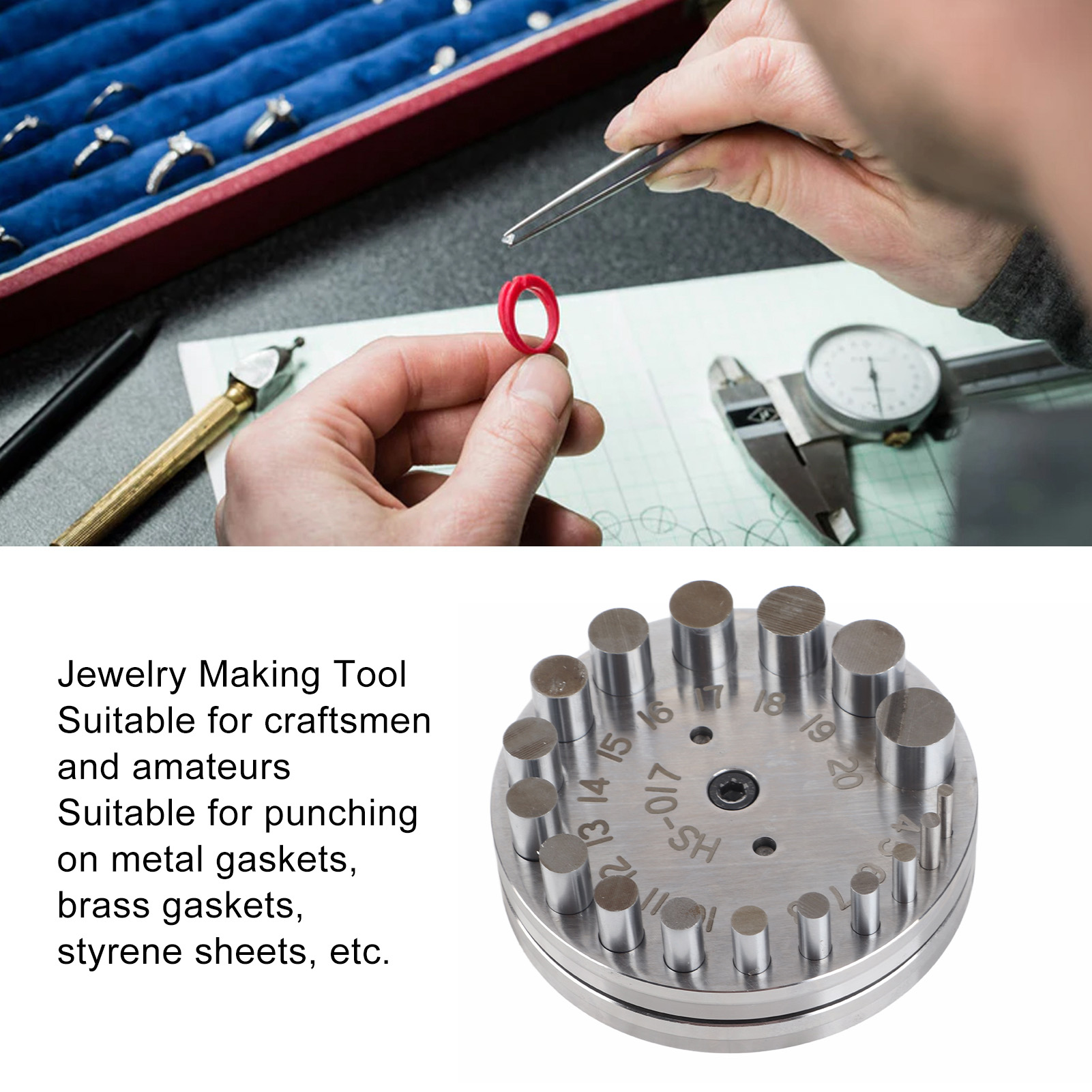 Jewelry Making Kit Professional - ชุดเครื่องตัดแผ่นกลมแบบมืออาชีพ เหล็กกล้า สำหรับทำเครื่องประดับ ขึ้นรูปโลหะ เครื่องมือเจาะรูจี้ แม่พิมพ์เจาะรู