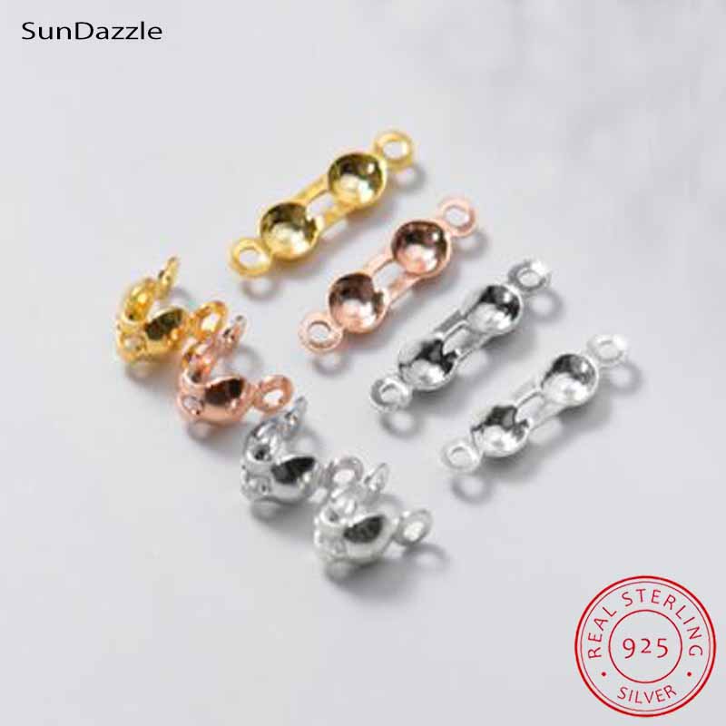 Jewelry Making Class - ตัวล็อคปลายลูกปัดเงินแท้ 925 จำนวน 4 ชิ้น ตัวเชื่อมต่อแบบหนีบสีทอง