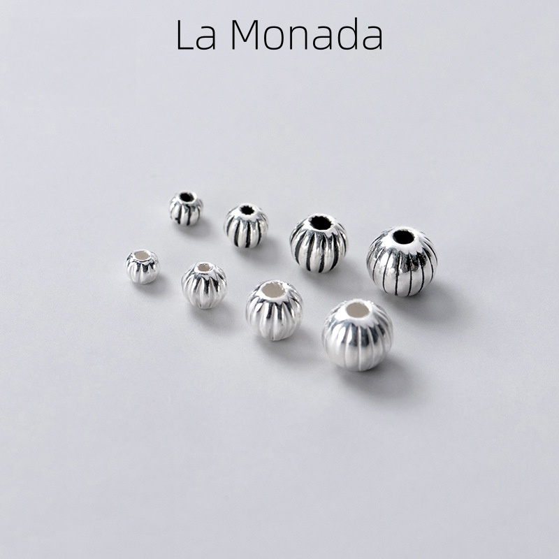 Jewelry Making In La - ลูกปัดเงินแท้ 925 รูปฟักทอง ลูกปัดแกะสลักแบบออกซิไดซ์ สำหรับทำเครื่องประดับ DIY