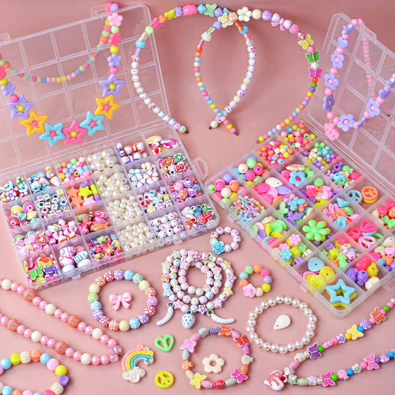 Jewelry Making Kits For Girls - ชุดทำเครื่องประดับเด็ก DIY ลูกปัดร้อยมือ ของเล่นเด็กสร้างสรรค์ ลูกปัดแยกชิ้น ชุดทำสร้อยข้อมือ