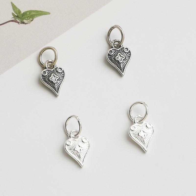 Jewelry Making In La - จี้รูปหัวใจเงินแท้ 925 สไตล์วินเทจ จี้รูปหัวใจศักดิ์สิทธิ์ สำหรับทำเครื่องประดับ DIY