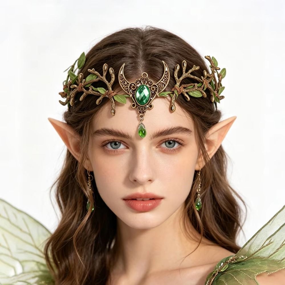 Jewelry Making Adults - มงกุฎเอลฟ์ธีมป่า เครื่องประดับแฟนตาซี อุปกรณ์เสริมชุดแฟนตาซี เครื่องประดับศีรษะลายเถาวัลย์ อุปกรณ์เสริมนางฟ้าป่า ฮาโลวีน