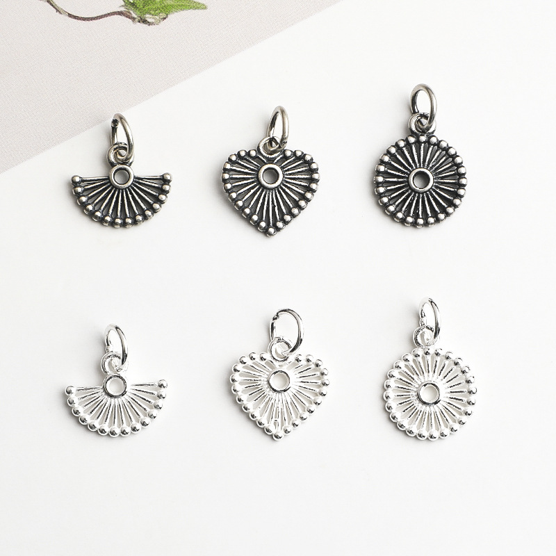 Jewelry Making In La - จี้เงิน 925 รูปหัวใจกลวงทรงพัด จี้เงิน 925 สำหรับทำสร้อยข้อมือ