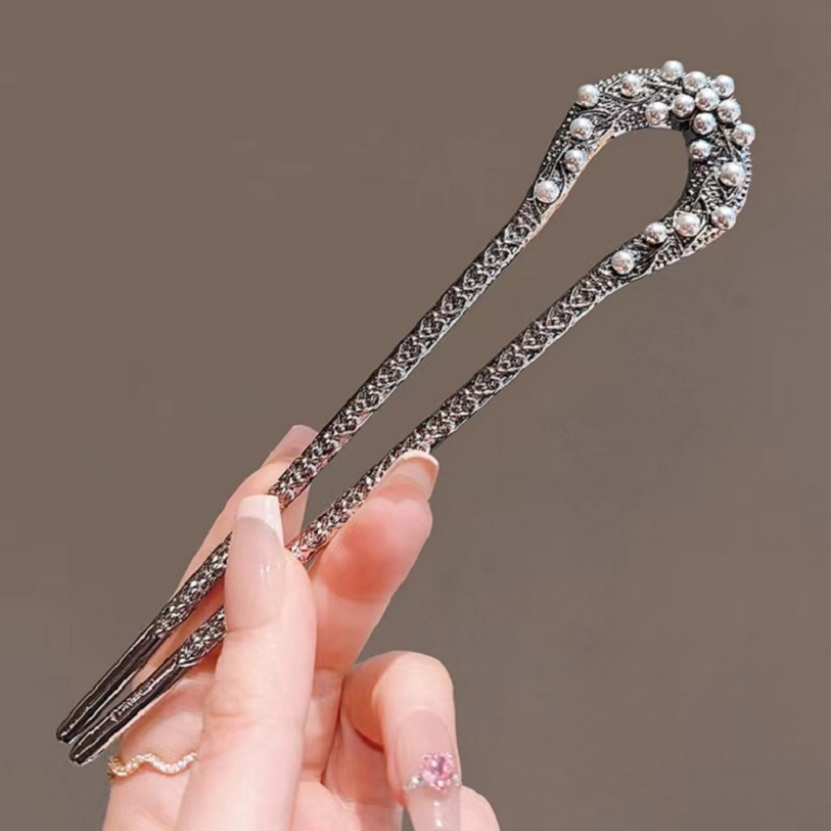 Jewelry Making Adults - New Pearl U Shaped Hairpin สําหรับผู้หญิงปืน-สีดําเครื่องประดับผมสาวอินเทรนด์