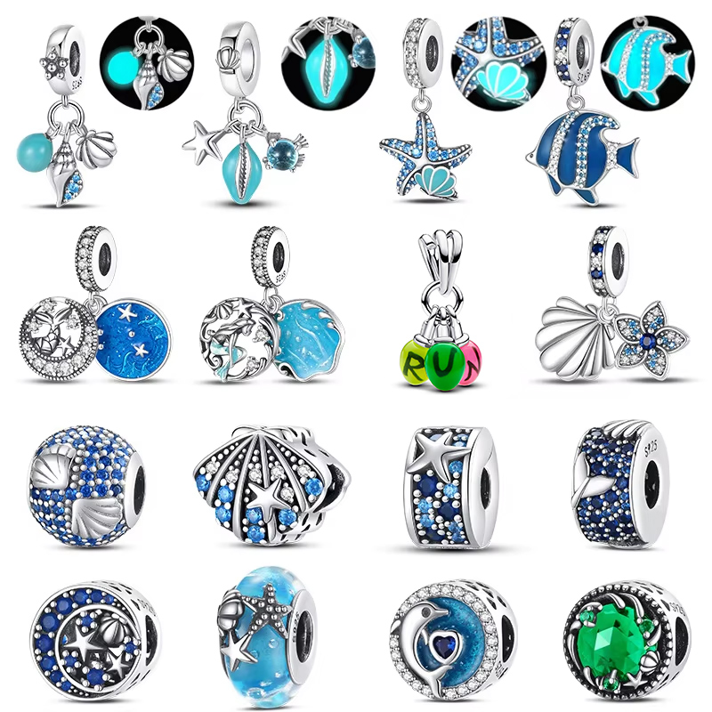 Jewelry Making In La - 925 เงินสเตอร์ลิง Ocean GLOW Fish SHELL