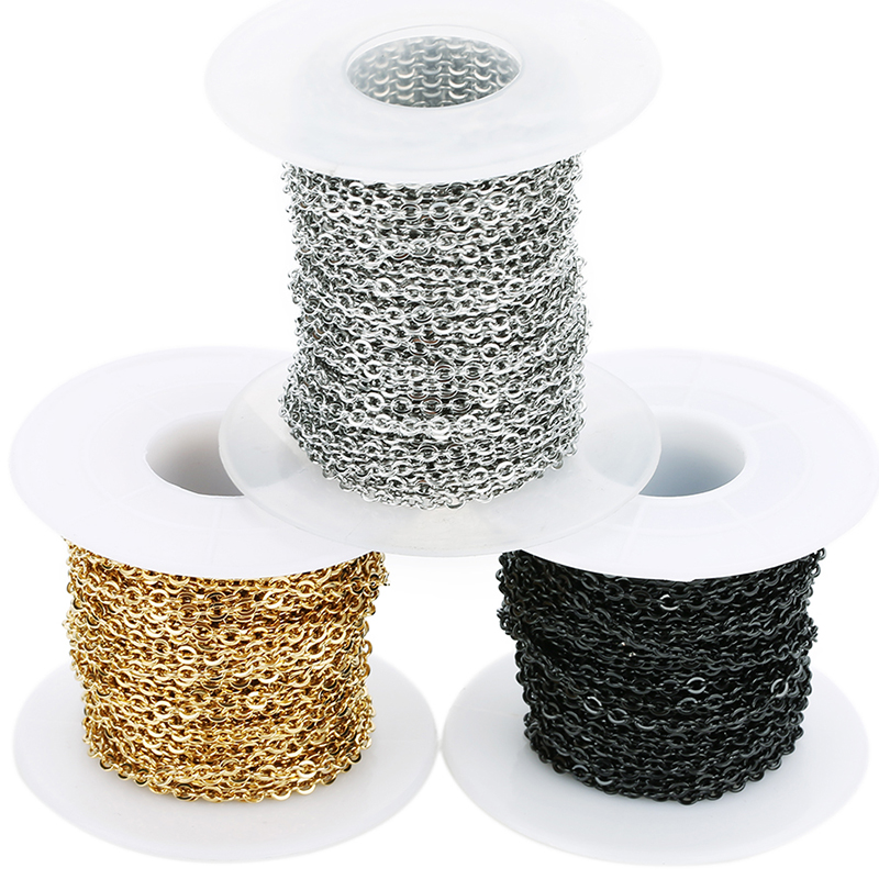 Chain Roll Cable - 10 หลา/ม้วน 1/1.5/2/2.5/3 มม.สแตนเลสสตีลโซ่จํานวนมาก Fit สร้อยคอสร้อยข้อมือ