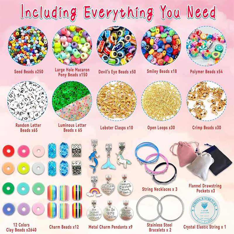 3400 ชิ้นลูกปัด Charms เครื่อง - Jewelry Making Kits For Girls บทวิจารณ์และราคา